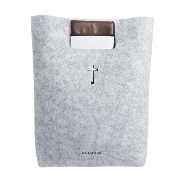 Carved Cross Felt Bible Church Outdoor User Thick Tote Bag