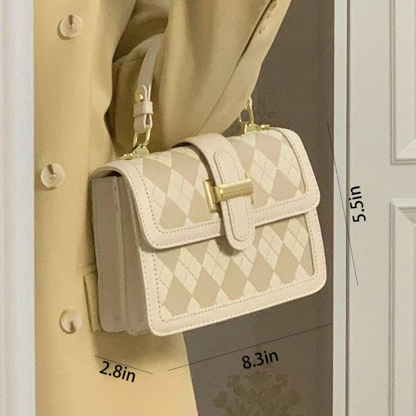 PU Leather Trendy Diamond Lattice Handbag for Women