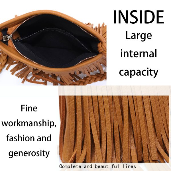 PU Hand-woven tassel shoulder cross-body bag