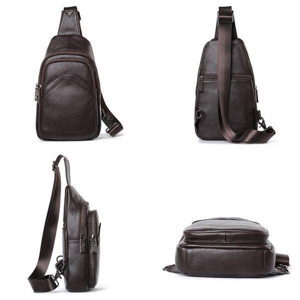 Genuine Leather Men's Crossbody Chest Bag