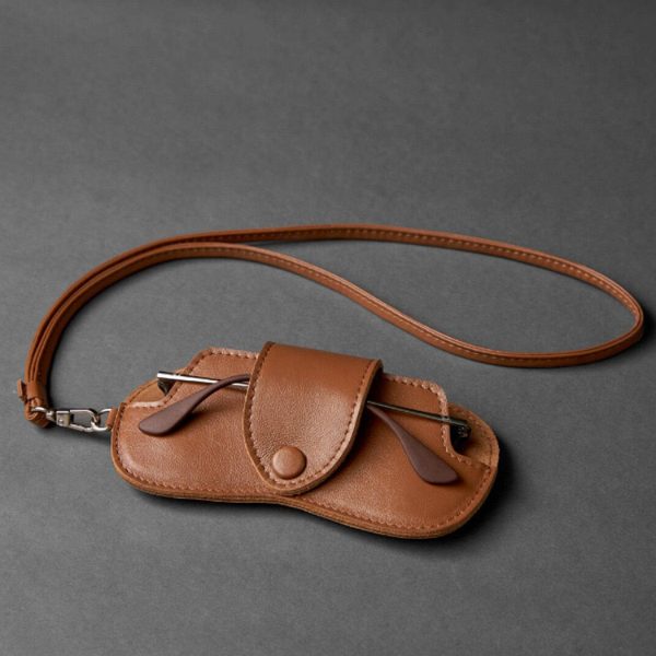 Business Portable Neck Hanging PU Leather Glasses Gag