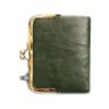 Genuine leather Ladies Coin Purse With Zipper and Kiss Lock