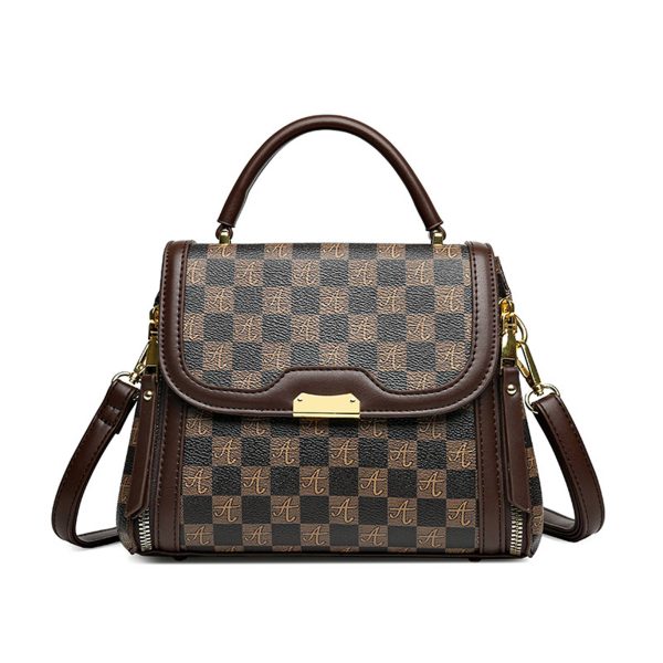 Pu Leather checkered portable Cross-body Bag Women