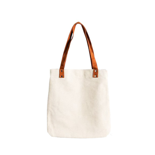 Canvas Tote Bag With PU Leather Handles
