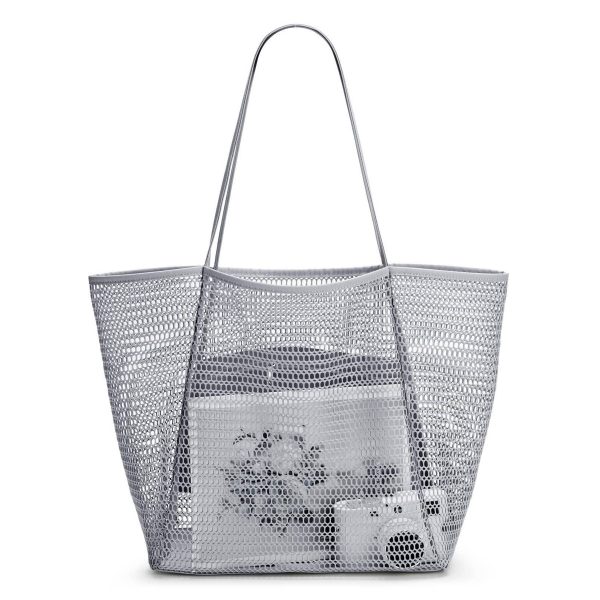 Polyester Casual Beach Mesh Tote Bag