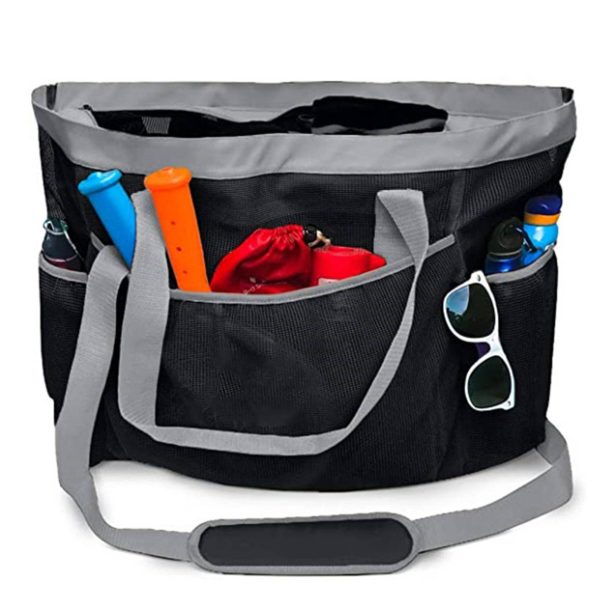 Nylon Mesh Beach crossbody Bag with Zipper