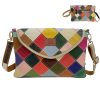 Genuine Leather Lingered panels shoulder cross-body bag