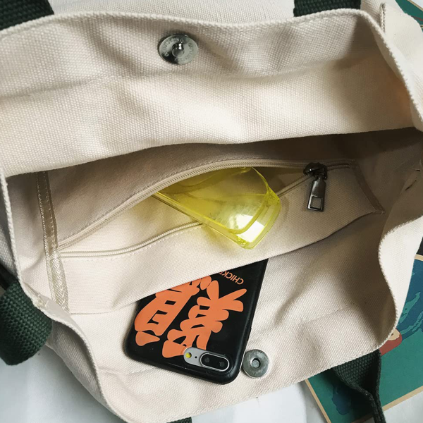 Canvas Tote Bag With Pockets For Women