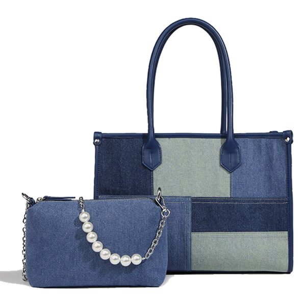 Denim Tote Bag with Handle for Women