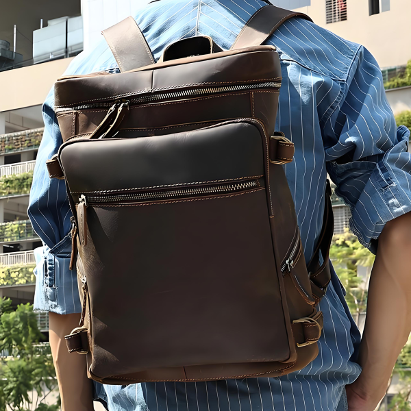Genuine Leather Vintage Laptop Backpack for Travel