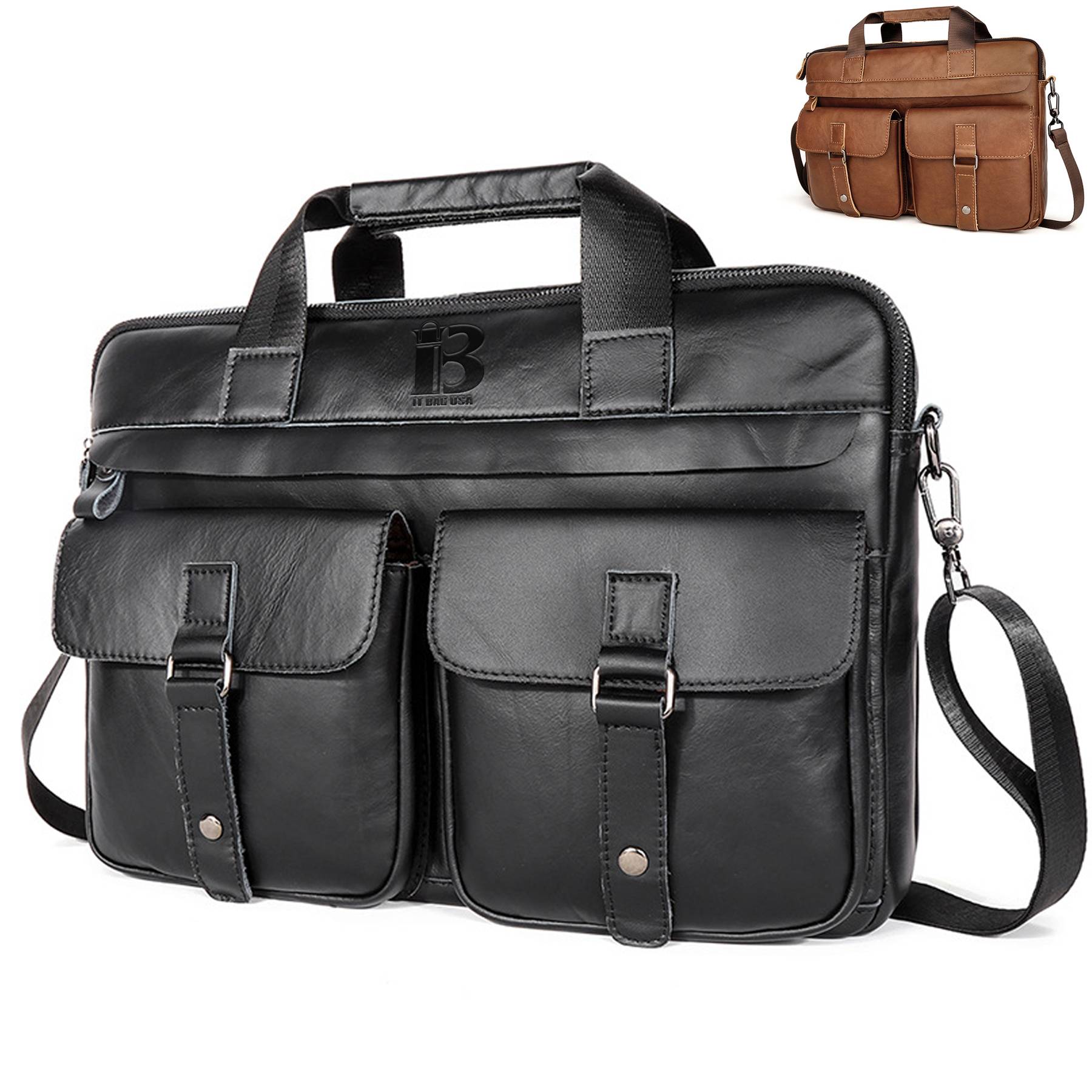 Vintage Leather Travel Messenger Office Crossbody Bag