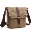 Small Vintage Canvas Leather Messenger Crossbody Bag