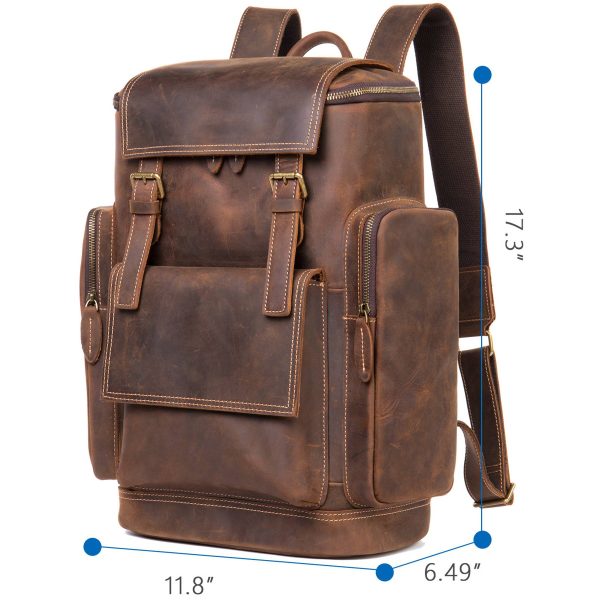 Genuine Leather Crazy Horse Skin Anti-Theft Laptop Backpack
