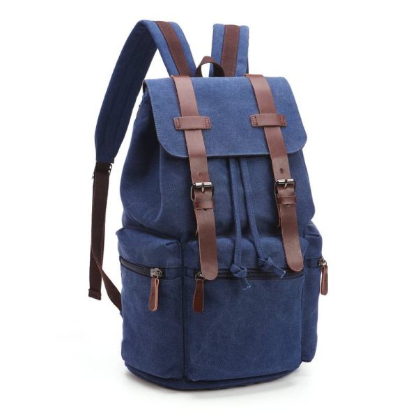 Canvas Vintage Backpack PU Leather Casual Bookbag