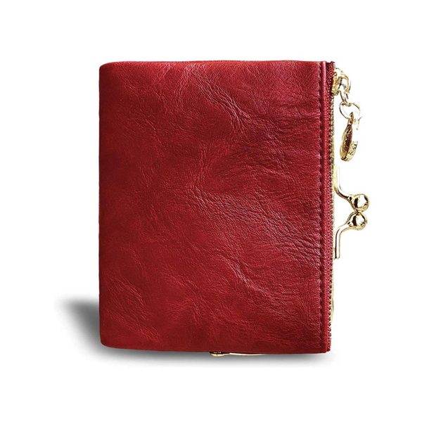 Genuine leather Ladies Coin Purse With Zipper and Kiss Lock