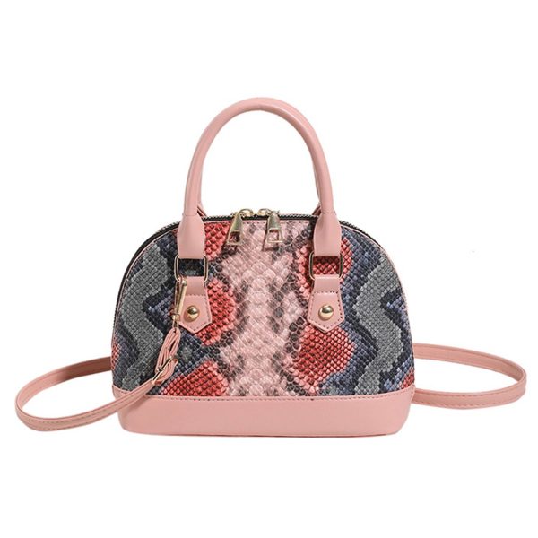 PU Contrasting snakeskin one-shoulder cross-body bag