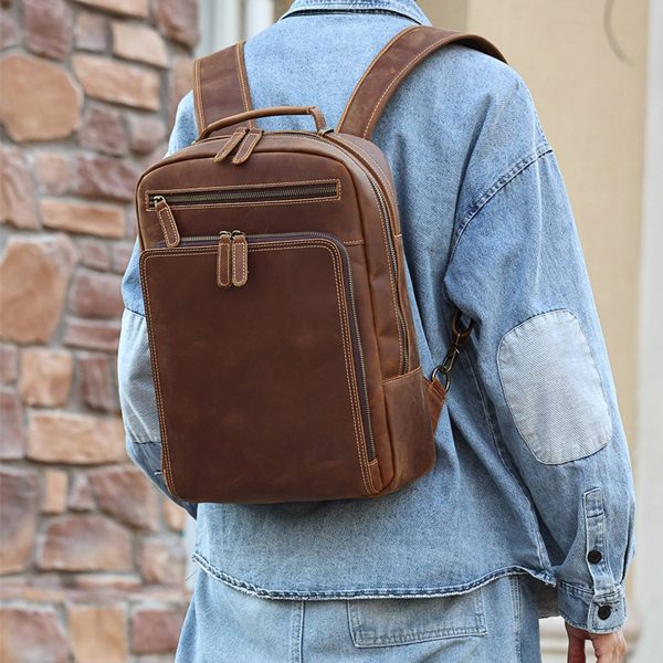 Genuine Vintage Leather Backpack For Men 15.6" Laptop Bag