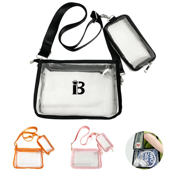 Clear PVC Shoulder Bag Purse Crossbody w/ Phone Case