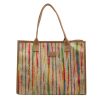 Canvas Tote Bag Rainbow Stripe Large Capacity