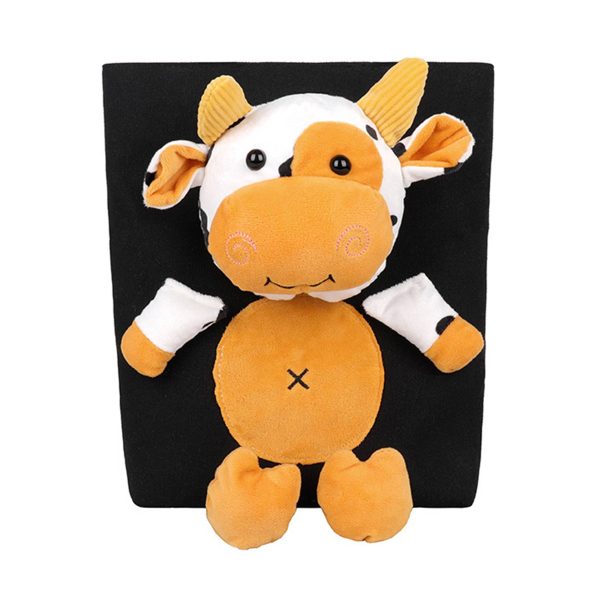 Canvas Cartoon cow large capacity tote bag
