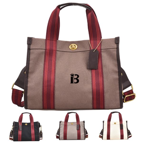Canvas Tote Bag Retro Fashion Color Clash for Women
