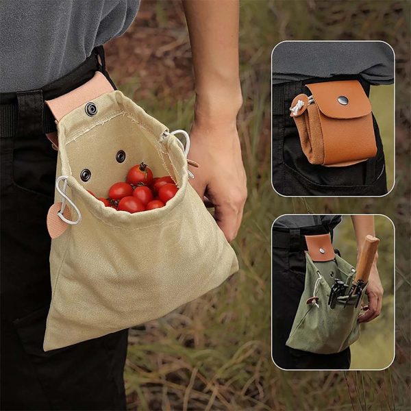 Leather Canvas Collapsible Bushcraft Belt Pouch