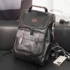 Large-Capacity PU Leather Student Backpack w/ USB Port