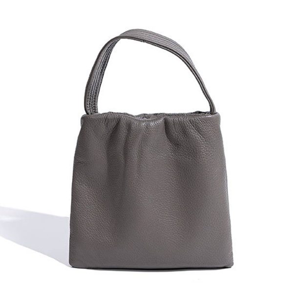 Genuine Leather Simple premium pleated tote bag