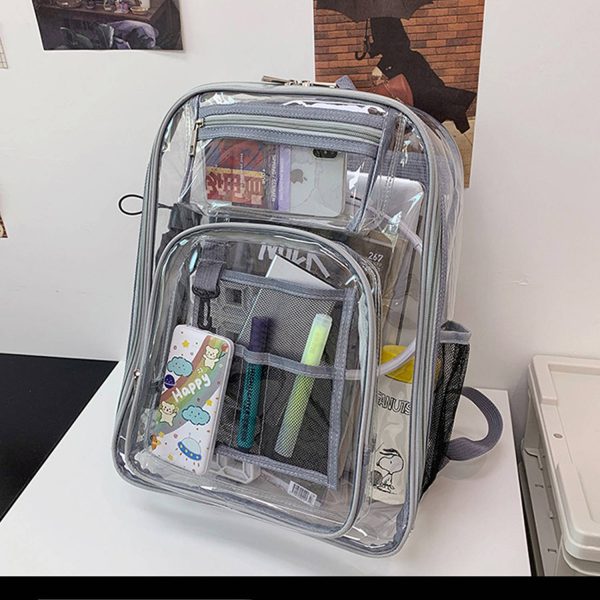 PVC transparent fashion backpack with teenager