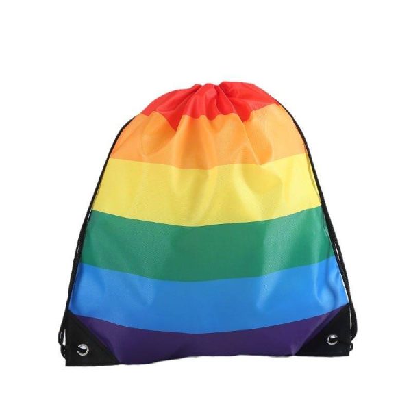 Polyester Rainbow Drawstring Bag