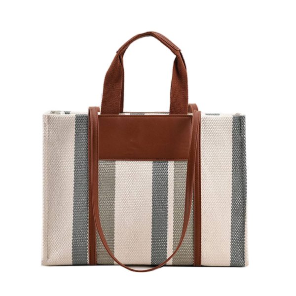 Canvas Tote Bag Trendy Clash Color Stripe