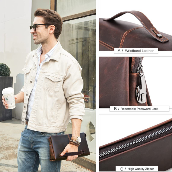 Genuine Leather Clutch Purse Bag For Man