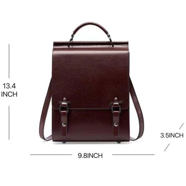 Genuine Leather Ladies Vintage Large Black College Backpacks