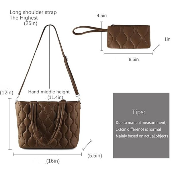 PU Puffer Tote Bag with zipper for Women