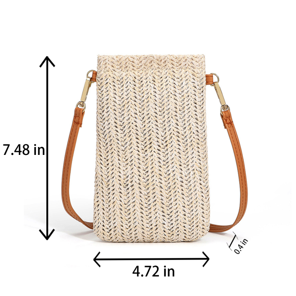 Braided Vertical Single-Shoulder Straw Crossbody Bag
