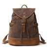 Genuine Canvas Leather Vintage Waterproof Backpack Daypack