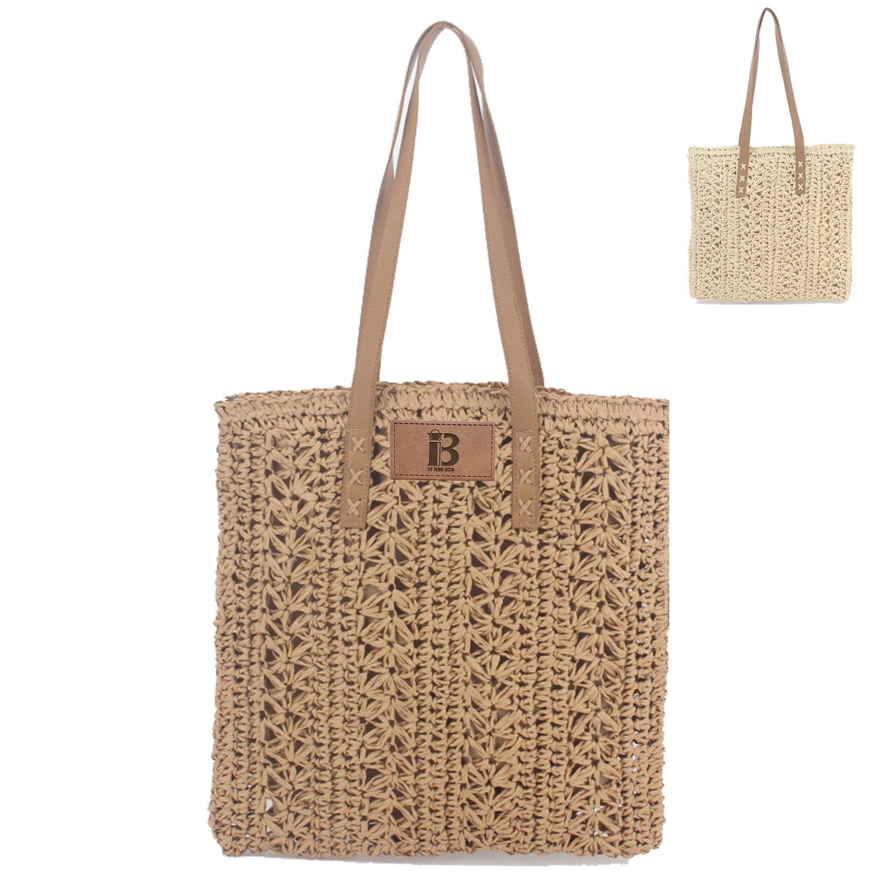 Handwoven Straw Beach Bag for Travel