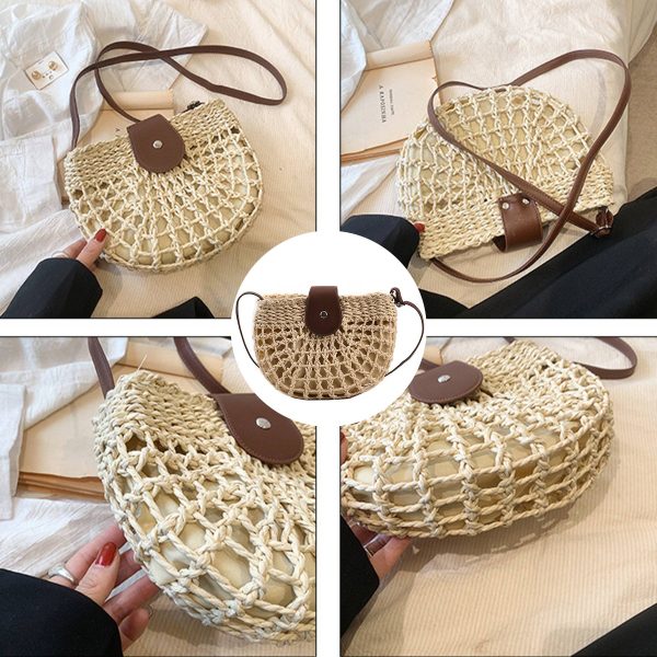 Jute Summer minimalist straw cross-body bag