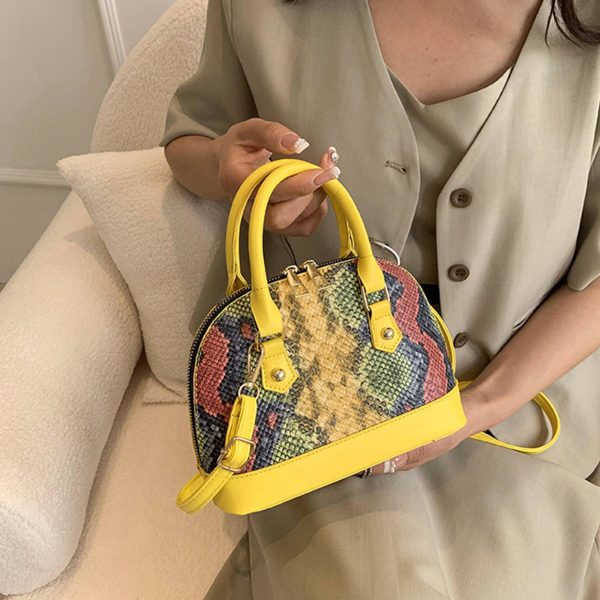 PU Contrasting snakeskin one-shoulder cross-body bag