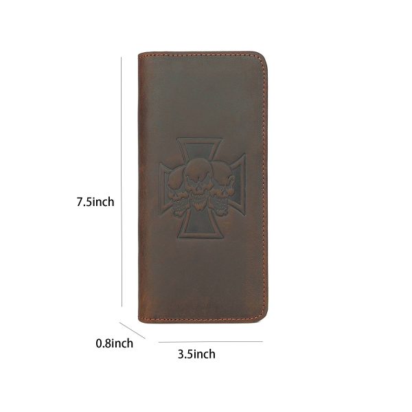 Leather Long Wallet for Checkbook Credit Cards