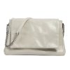 Genuine Leather Shoulder Tote bag with Hardware Chain