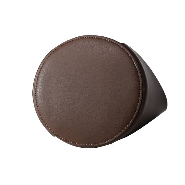 Genuine Leather Ruffled Bucket Cross-body Drawstring Bag