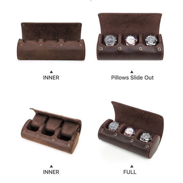 Genuine Leather three compartments watch Storage bag