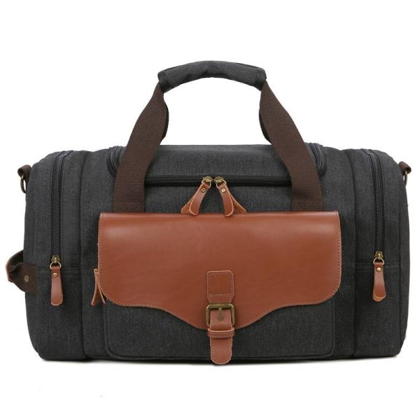 Canvas Large Capacity Leather Travel Duffel Bag