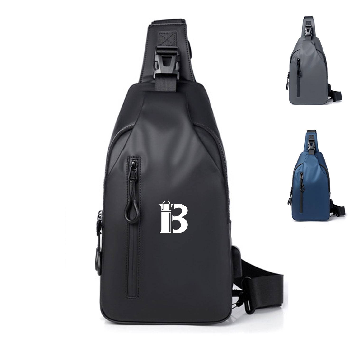 Oxford Sling Chest bag For Men with USB Charging Port