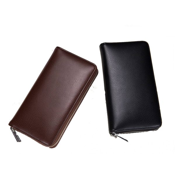 RFID Zip Genuine Leather Wallet