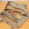 Leather Nylon Shoulder Tote Bag