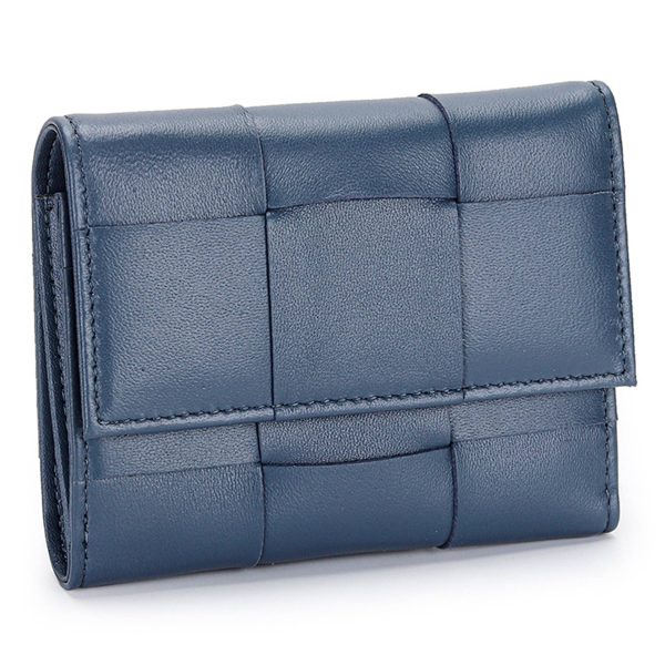 Genuine Leather Stylishly woven short coin purse