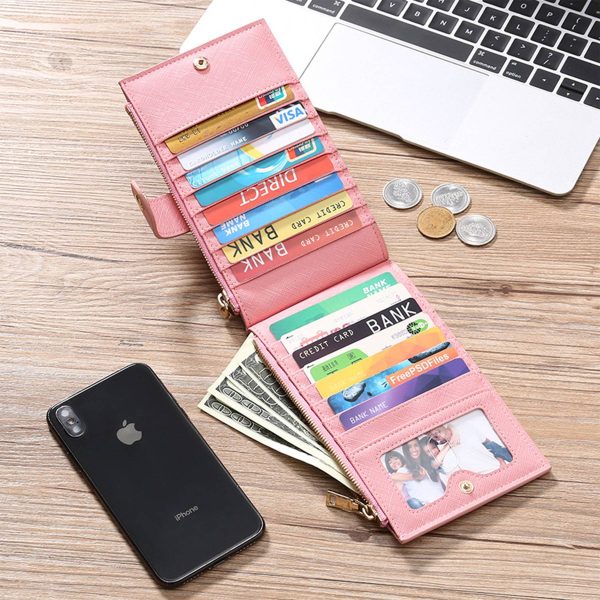 PU Leather Women's Purses RFID Bifold Wallet