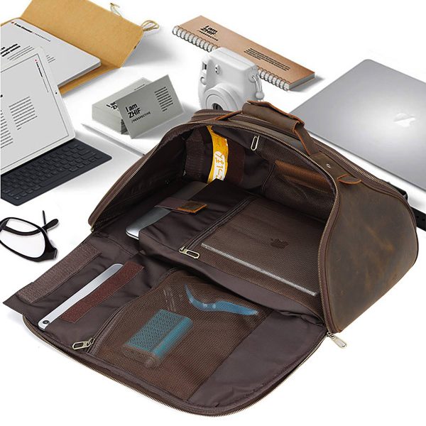 Full Grain Leather Mans Retro Backpack Convertible